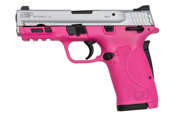 Smith & Wesson M&P380 Shield EZ 380 ACP Semi-Automatic Pistol with Prison Pink Frame and Silver Slide - Image 2