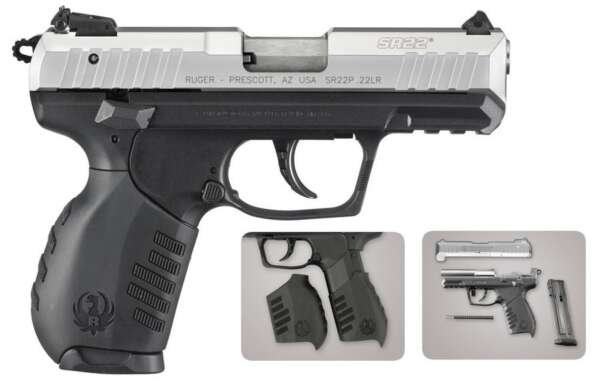 Ruger SR22 22LR Rimfire Pistol with Silver Anodized Slide