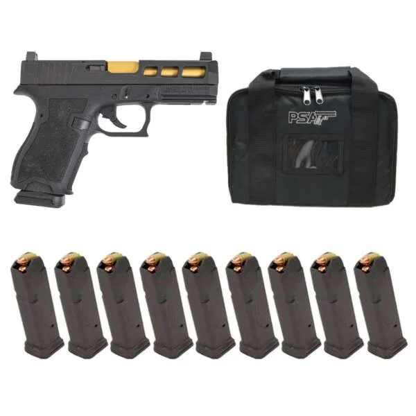 PSA Dagger Complete SW1 RMR Pistol W/ Gold Barrel & 10 15RD Mags, Black