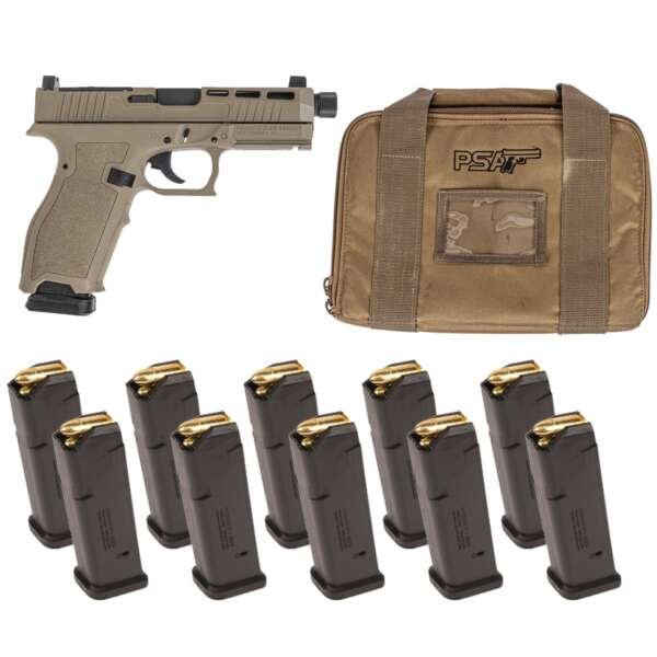 PSA Dagger Full Size-S 9mm Pistol w/ SW2 Doctor Slide, 10 Mags & Bag, FDE