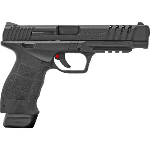 SAR USA SAR9 9mm Pistol, 5.2" Barrel, 3 Dot Sights, Black - SAR9SPTBL
